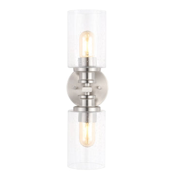 Jules Edison 16.5" Cylinder Iron/Seeded Glass Farmhouse Contemporary LED Wall Sconce - JONATHAN Y